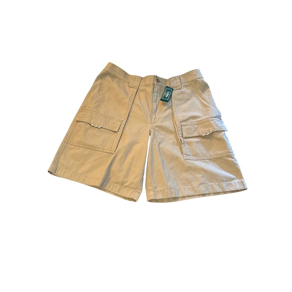 LL Bean Pathfinder Short 9" Mens 34W Dark Driftwood Canvas Cargo Pockets NWT